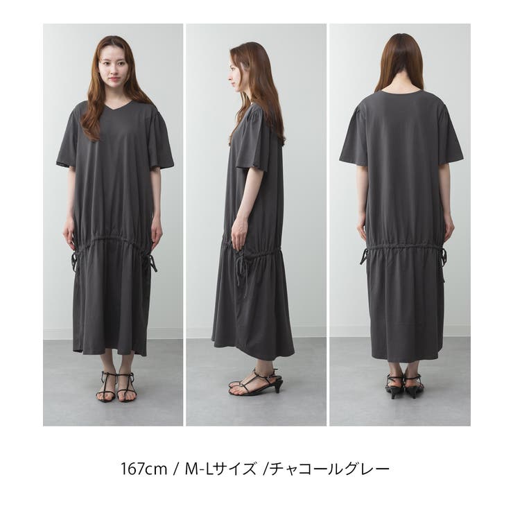 ドロストシャーリングVネックワンピース | atONE | 詳細画像47 