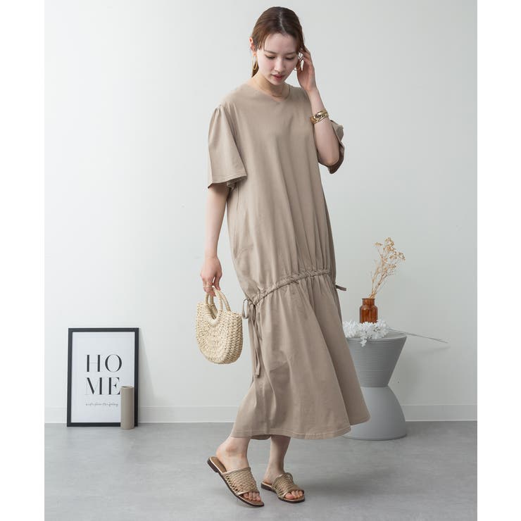 ドロストシャーリングVネックワンピース | atONE | 詳細画像5 