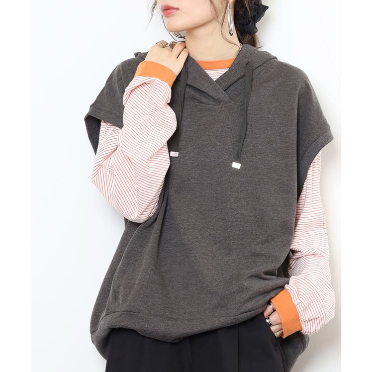 ミニ裏毛ノースリーブパーカー | atONE | 詳細画像10 