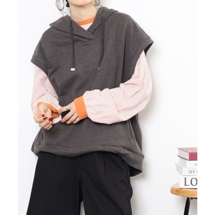 ミニ裏毛ノースリーブパーカー | atONE | 詳細画像11 