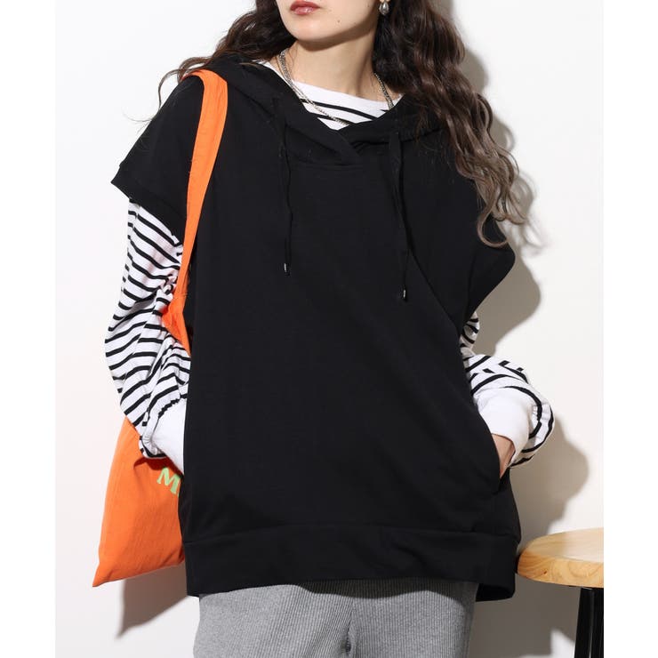 ミニ裏毛ノースリーブパーカー | atONE | 詳細画像2 