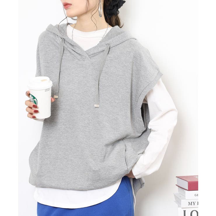 ミニ裏毛ノースリーブパーカー | atONE | 詳細画像5 