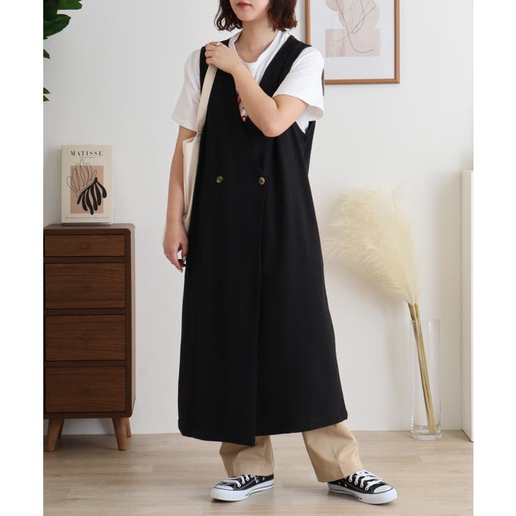 ミニ裏毛ノーカラーリラックスロングベスト | atONE | 詳細画像13 