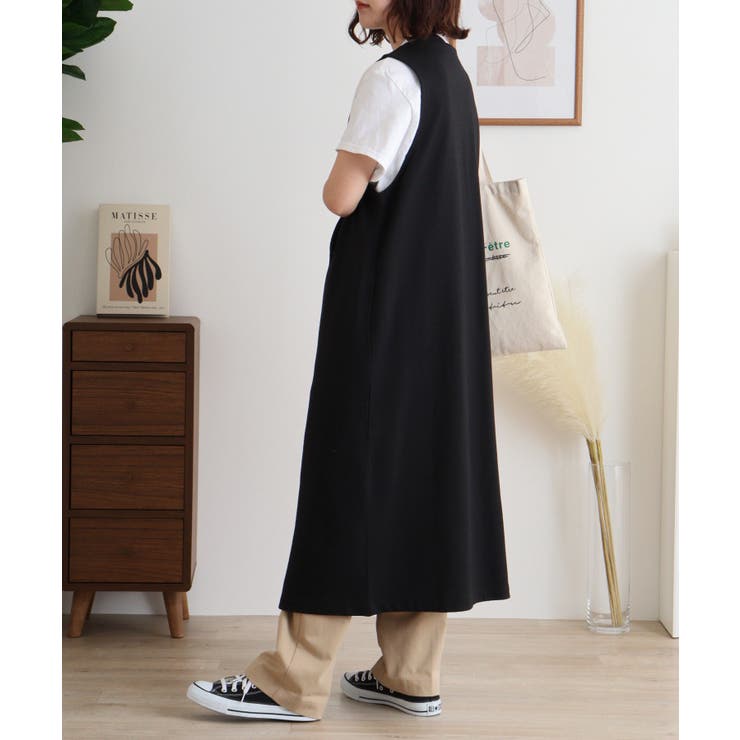 ミニ裏毛ノーカラーリラックスロングベスト | atONE | 詳細画像14 