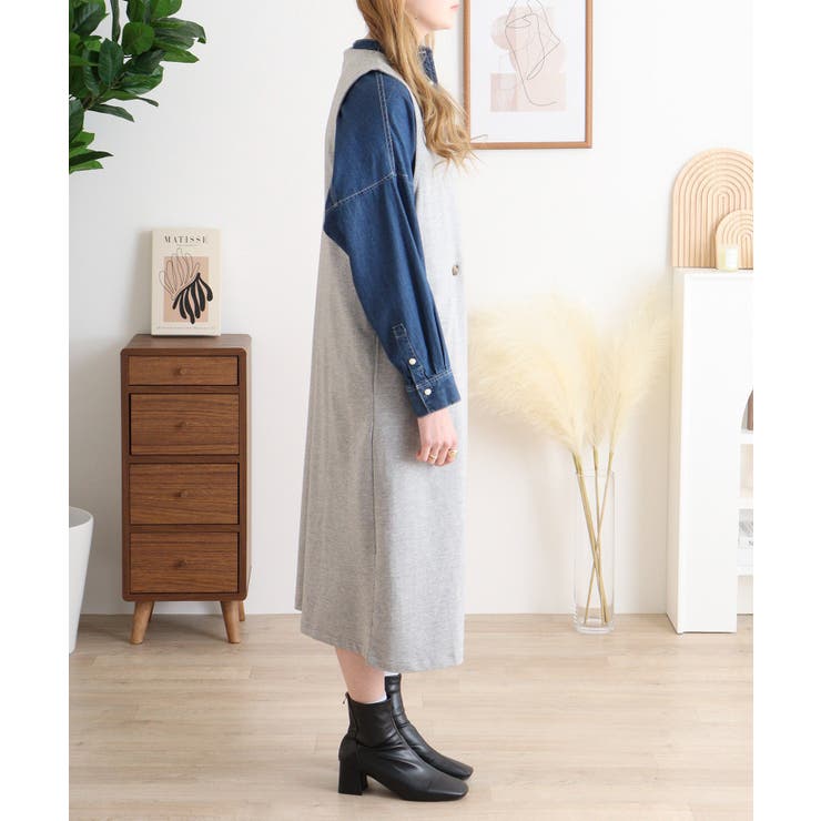 ミニ裏毛ノーカラーリラックスロングベスト | atONE | 詳細画像17 