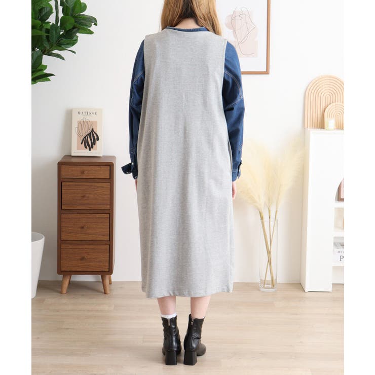 ミニ裏毛ノーカラーリラックスロングベスト | atONE | 詳細画像18 