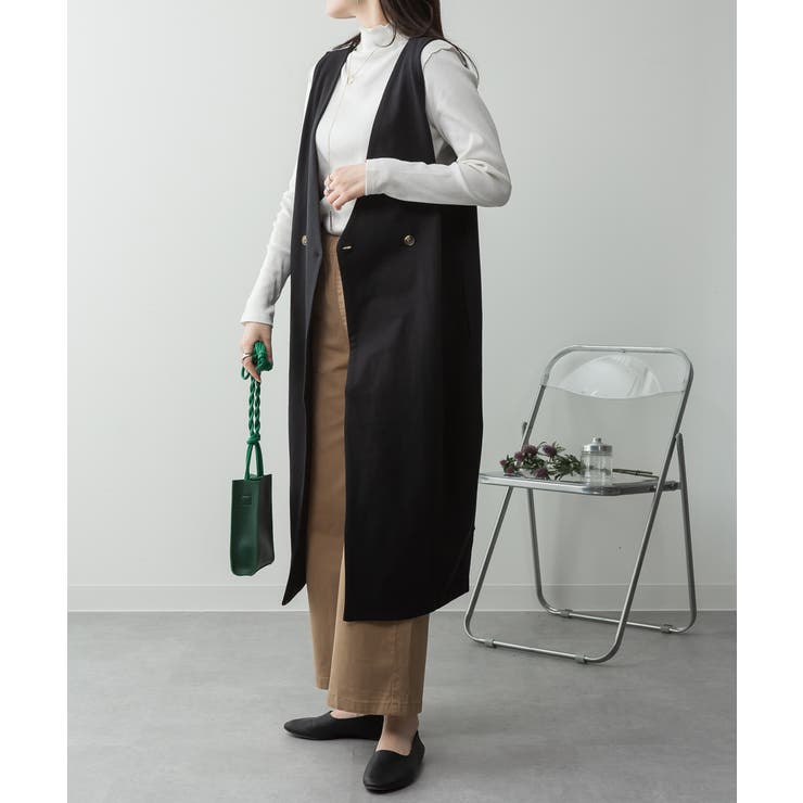 ミニ裏毛ノーカラーリラックスロングベスト | atONE | 詳細画像26 