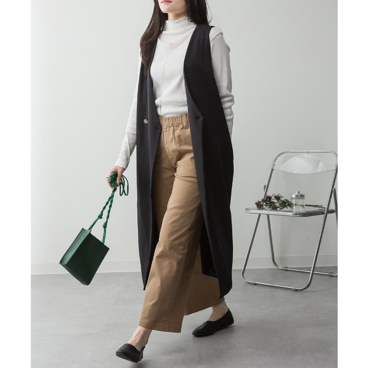 ミニ裏毛ノーカラーリラックスロングベスト | atONE | 詳細画像27 