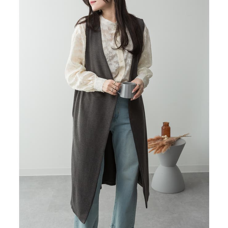 ミニ裏毛ノーカラーリラックスロングベスト | atONE | 詳細画像29 