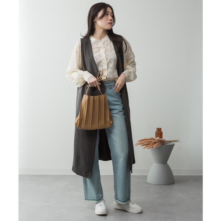 ミニ裏毛ノーカラーリラックスロングベスト | atONE | 詳細画像31 