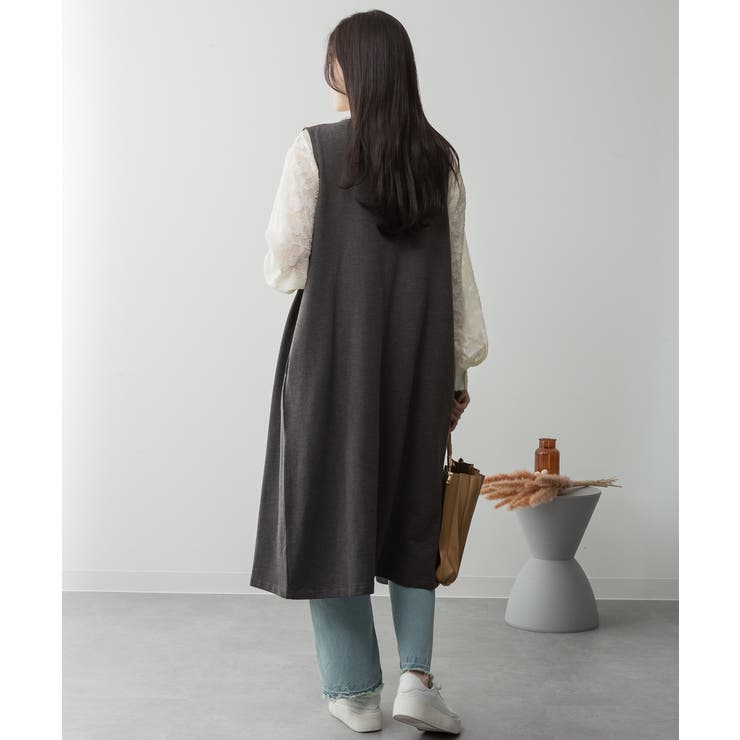 ミニ裏毛ノーカラーリラックスロングベスト | atONE | 詳細画像34 