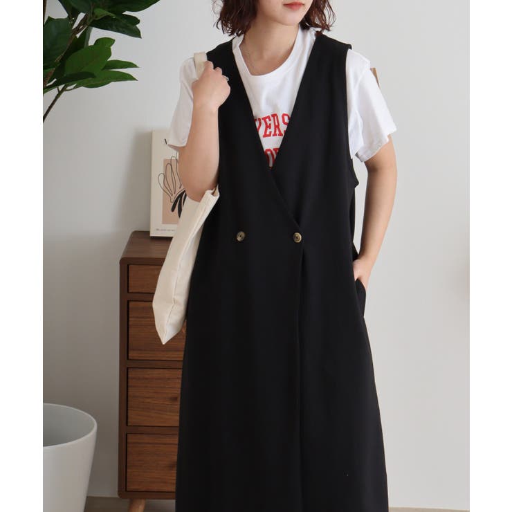 ミニ裏毛ノーカラーリラックスロングベスト | atONE | 詳細画像3 