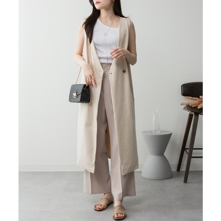 ミニ裏毛ノーカラーリラックスロングベスト | atONE | 詳細画像38 