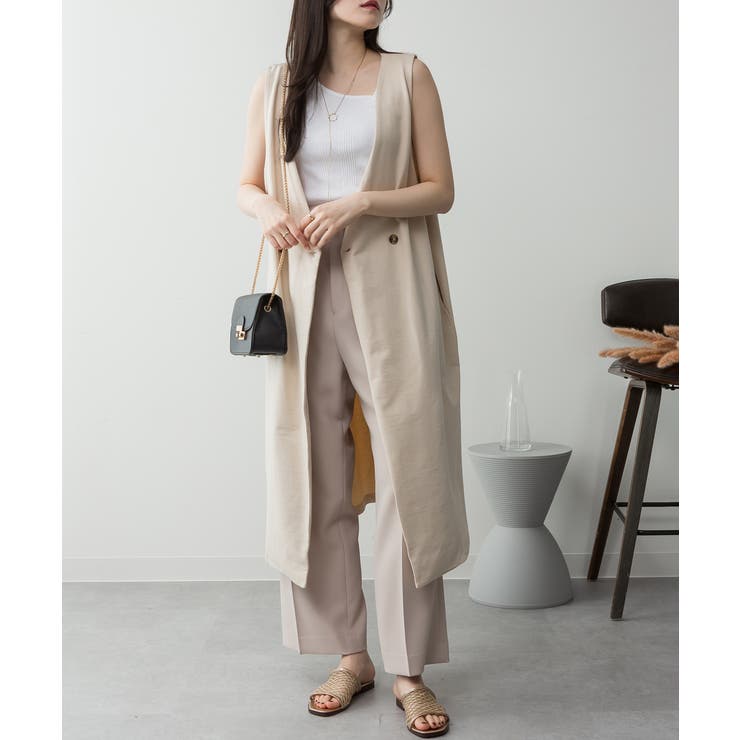 ミニ裏毛ノーカラーリラックスロングベスト | atONE | 詳細画像40 