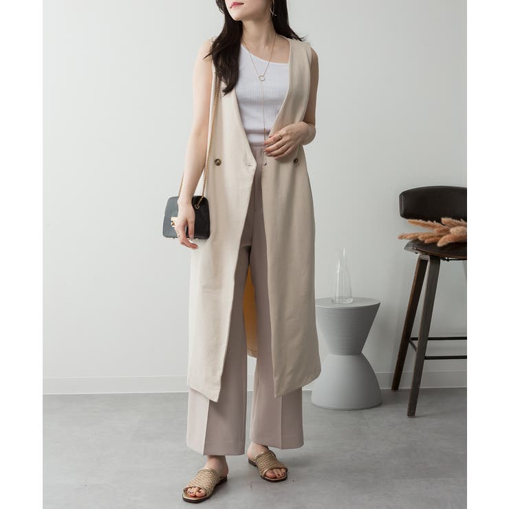 ミニ裏毛ノーカラーリラックスロングベスト | atONE | 詳細画像41 