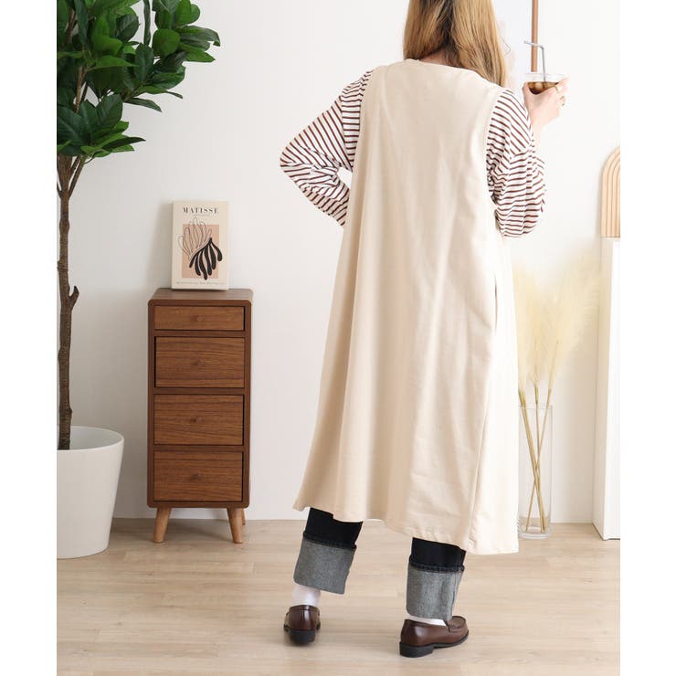 ミニ裏毛ノーカラーリラックスロングベスト | atONE | 詳細画像6 