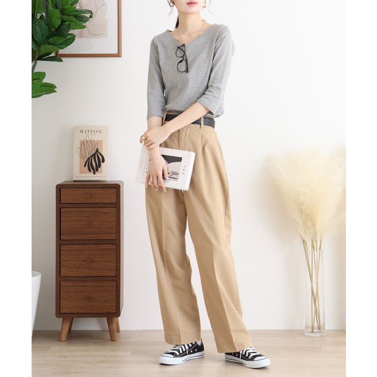 Vネック七分袖プルオーバー | atONE | 詳細画像12 