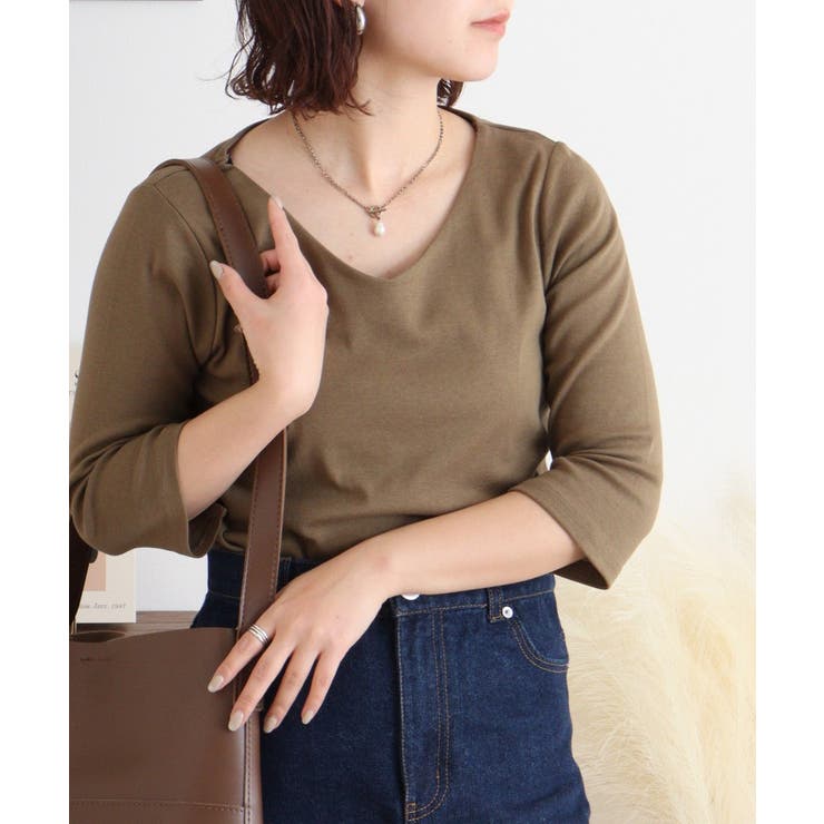 Vネック七分袖プルオーバー | atONE | 詳細画像14 