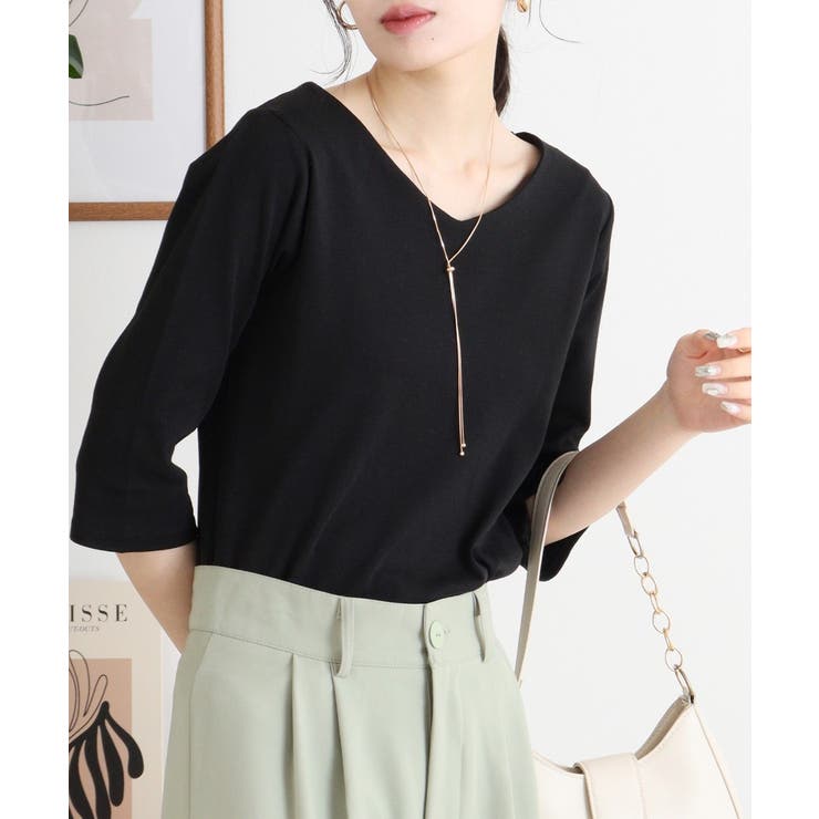 Vネック七分袖プルオーバー | atONE | 詳細画像17 