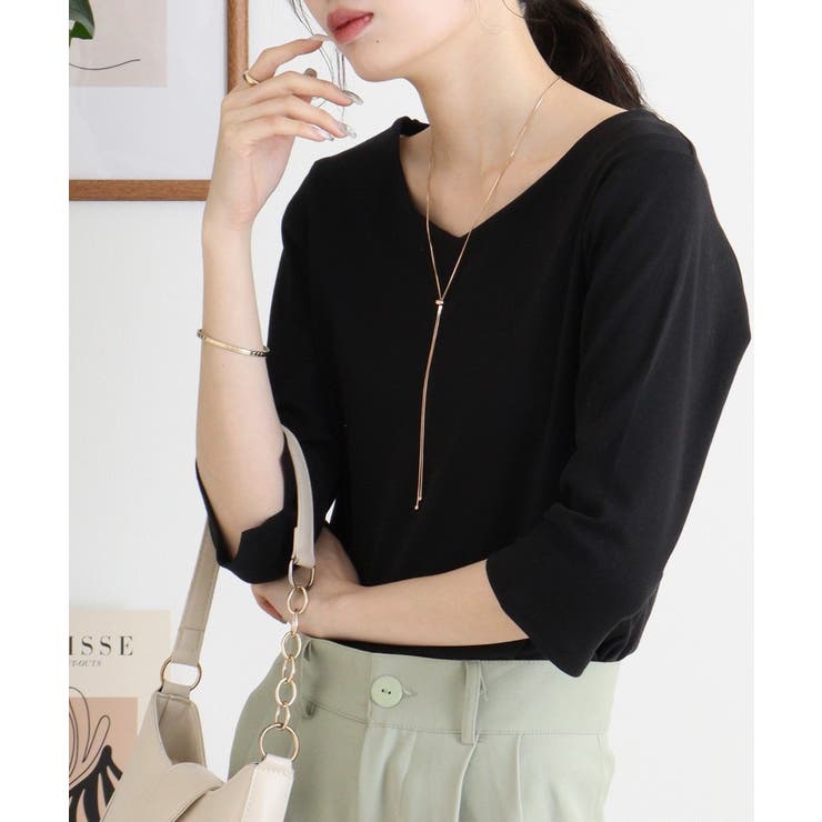 Vネック七分袖プルオーバー | atONE | 詳細画像19 