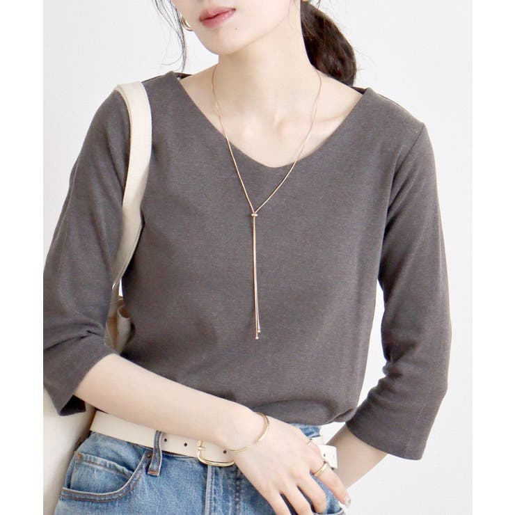 Vネック七分袖プルオーバー | atONE | 詳細画像3 