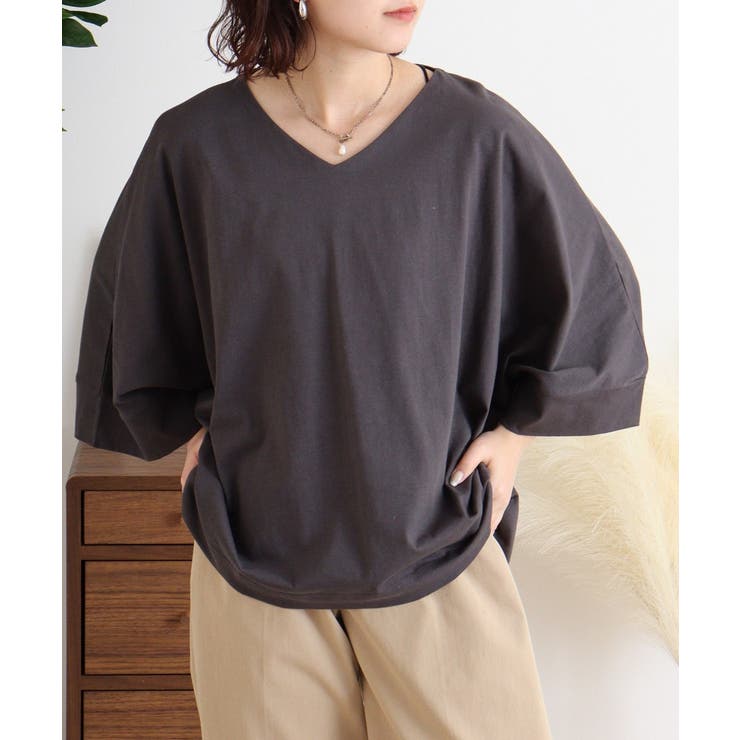Vネック7分袖ドルマンTシャツ | atONE | 詳細画像13 