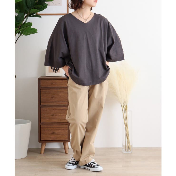 Vネック7分袖ドルマンTシャツ | atONE | 詳細画像14 