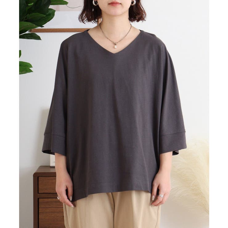 Vネック7分袖ドルマンTシャツ | atONE | 詳細画像18 