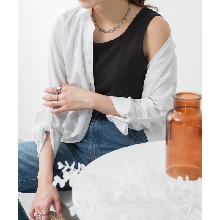 カップ付きコットンフライスタンクトップ | atONE | 詳細画像12 