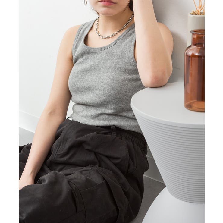 カップ付きコットンフライスタンクトップ | atONE | 詳細画像23 