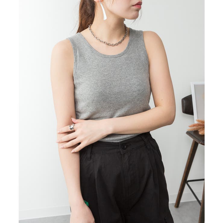 カップ付きコットンフライスタンクトップ | atONE | 詳細画像24 