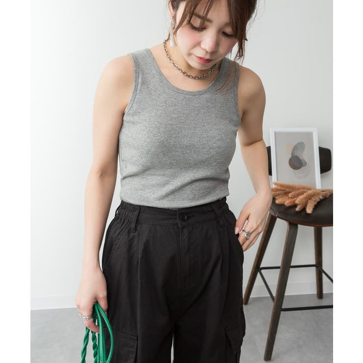 カップ付きコットンフライスタンクトップ | atONE | 詳細画像25 