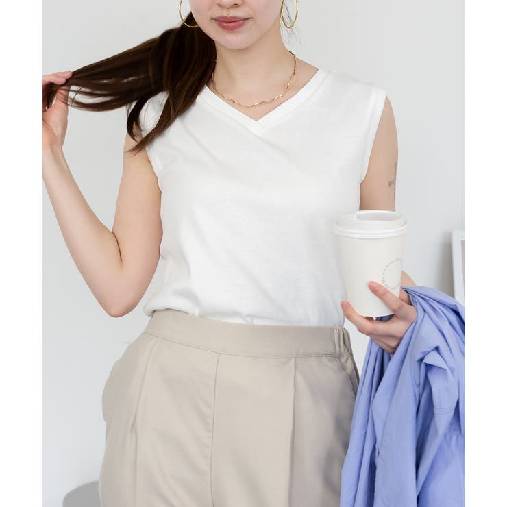 Vネックノースリーブトップス | atONE | 詳細画像17 