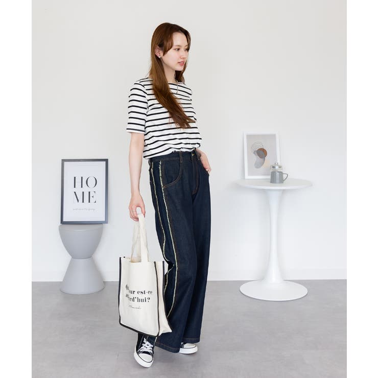 ボーダー5分袖トップス | atONE | 詳細画像9 