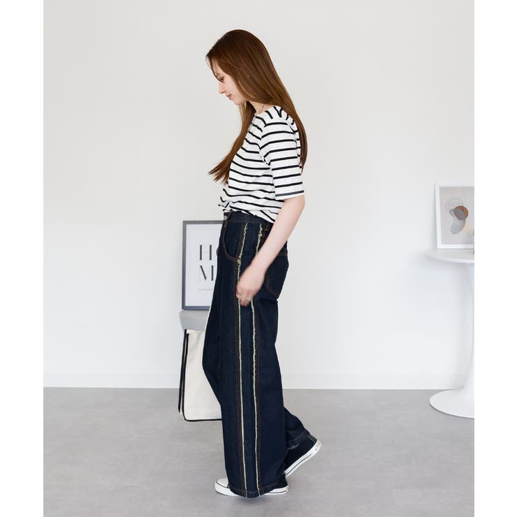 ボーダー5分袖トップス | atONE | 詳細画像10 