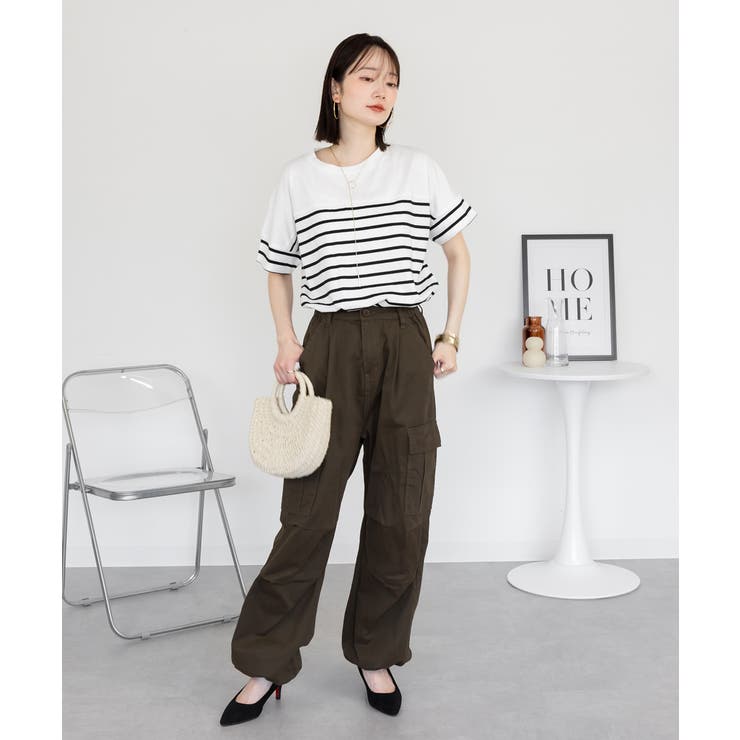 パネルボーダー風半袖トップス | atONE | 詳細画像24 