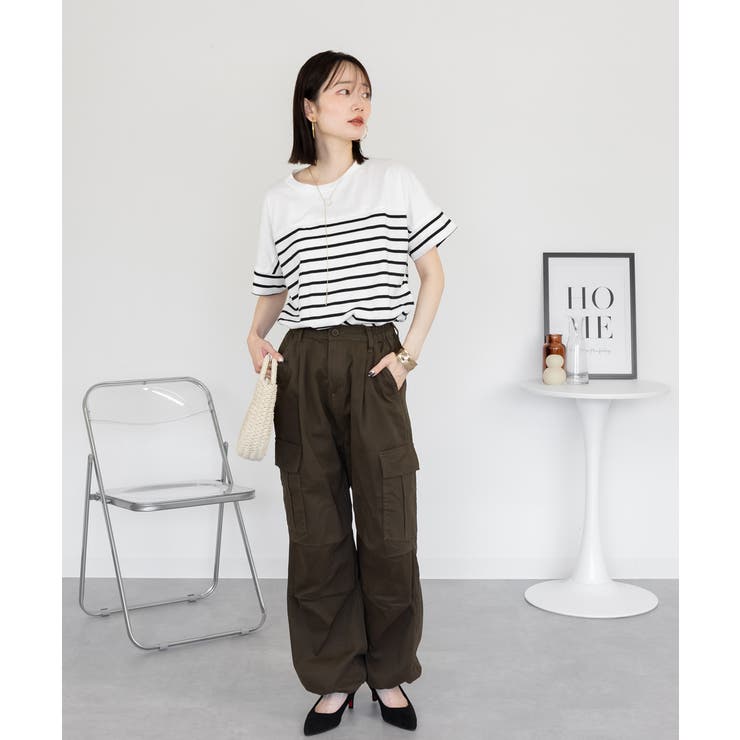 パネルボーダー風半袖トップス | atONE | 詳細画像25 