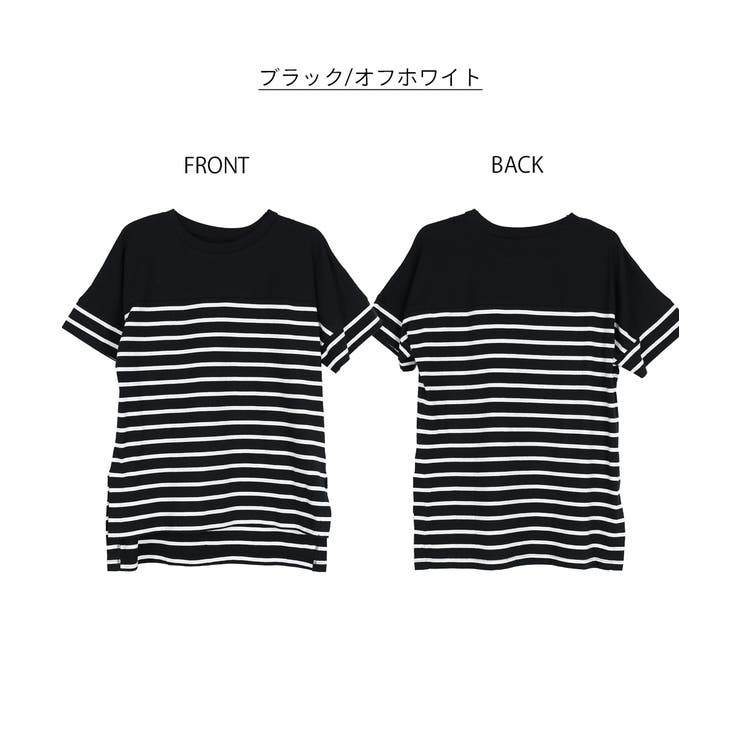 パネルボーダー風半袖トップス | atONE | 詳細画像35 