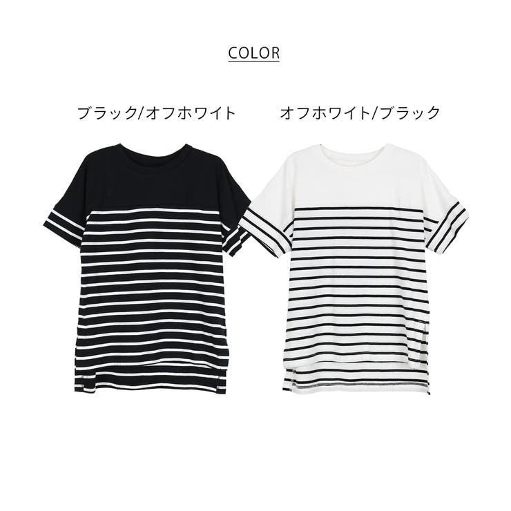 パネルボーダー風半袖トップス | atONE | 詳細画像36 