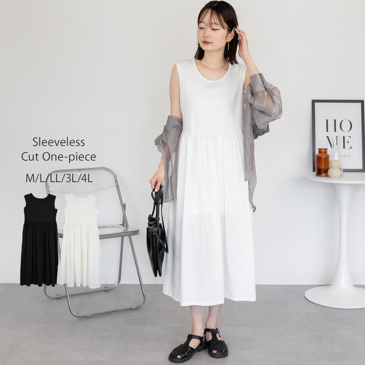 オフホワイト | ノースリーブカットワンピース | atONE