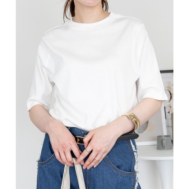 2×2リブ プチハイネック半袖Tシャツ | atONE | 詳細画像4 