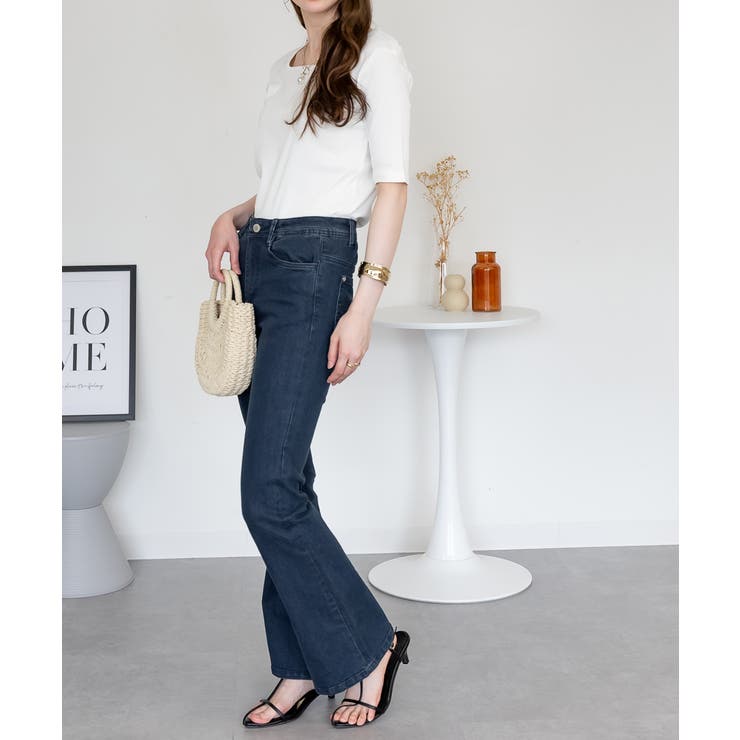 スクエアネック5分袖コットンリブTシャツ | atONE | 詳細画像11 