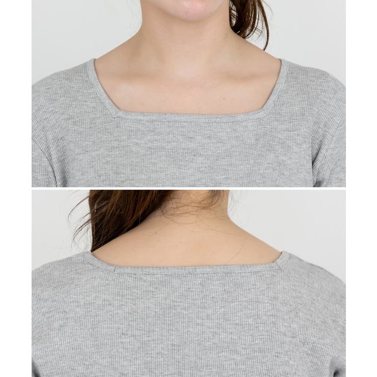 スクエアネック5分袖コットンリブTシャツ | atONE | 詳細画像23 