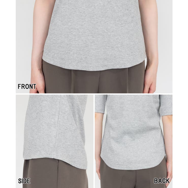 スクエアネック5分袖コットンリブTシャツ | atONE | 詳細画像24 