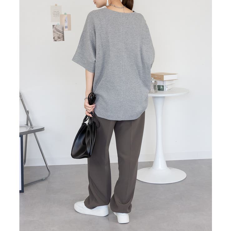 コットンワッフル7分袖ドルマンTシャツ | atONE | 詳細画像14 