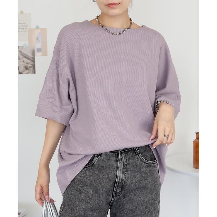 コットンワッフル7分袖ドルマンTシャツ | atONE | 詳細画像37 