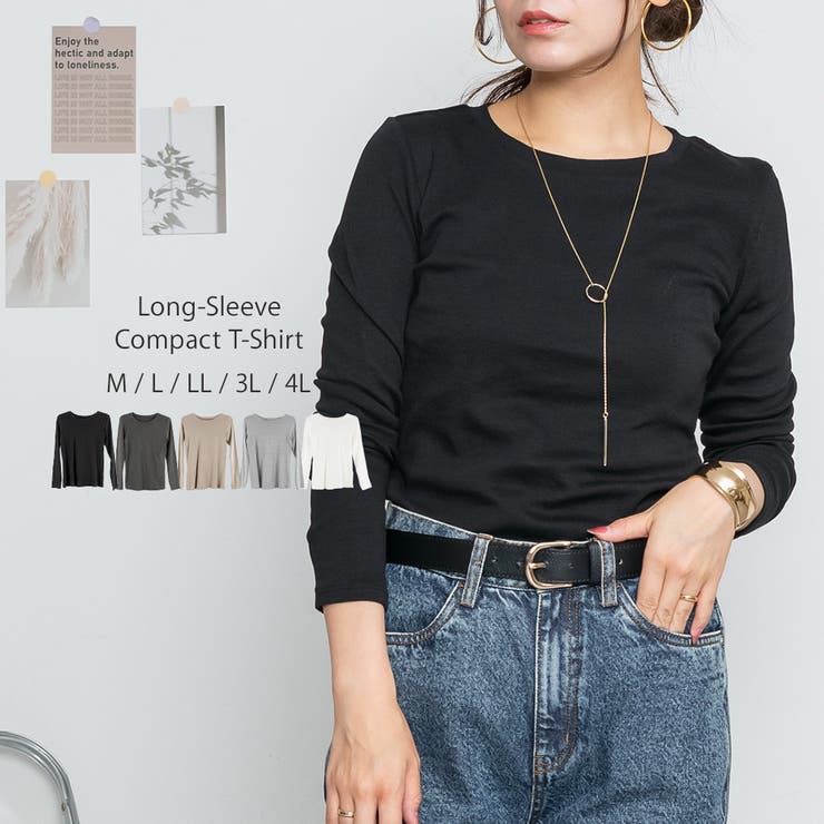 ブラック | ロングスリーブコンパクトTシャツ | atONE