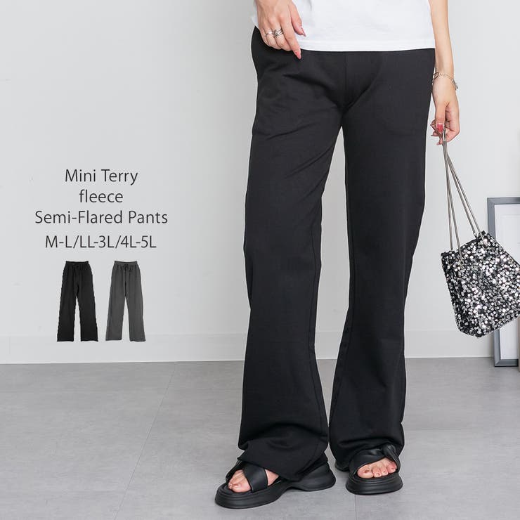 ブラック | ミニ裏毛セミフレアパンツ | atONE