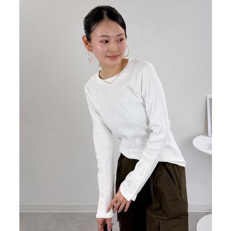 袖口ボタンリブロングTシャツ | atONE | 詳細画像11 