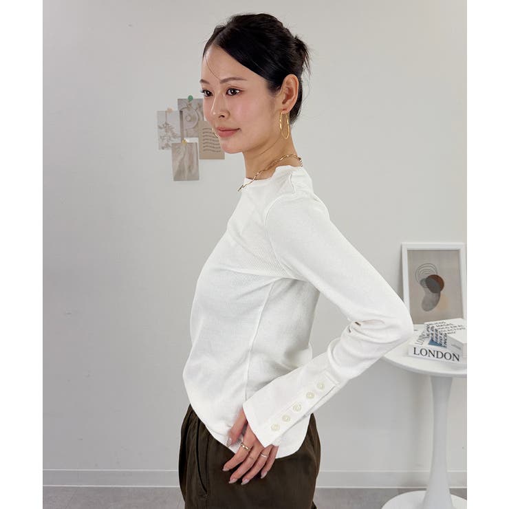 袖口ボタンリブロングTシャツ | atONE | 詳細画像12 